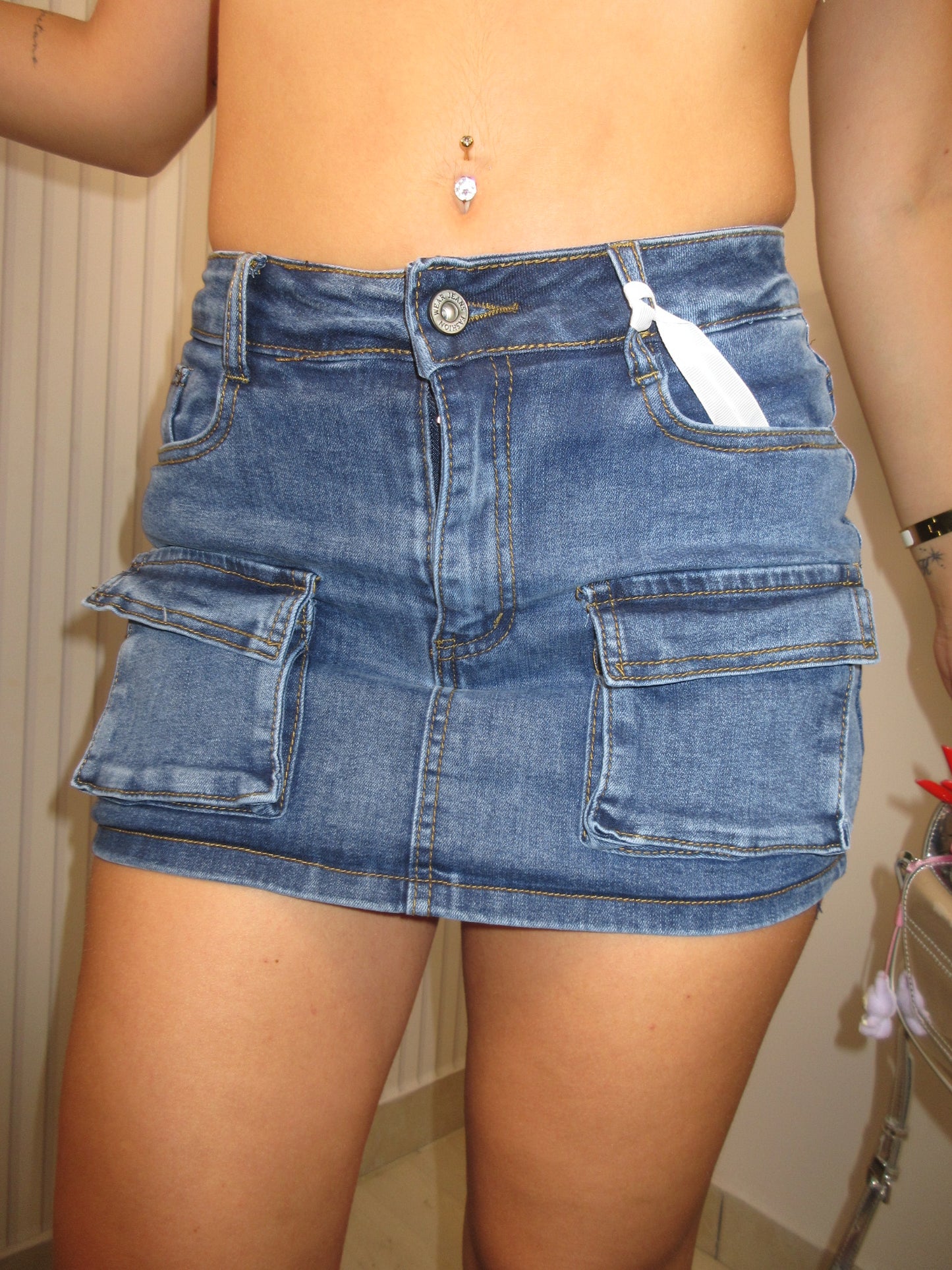 Panta gonna cargo denim