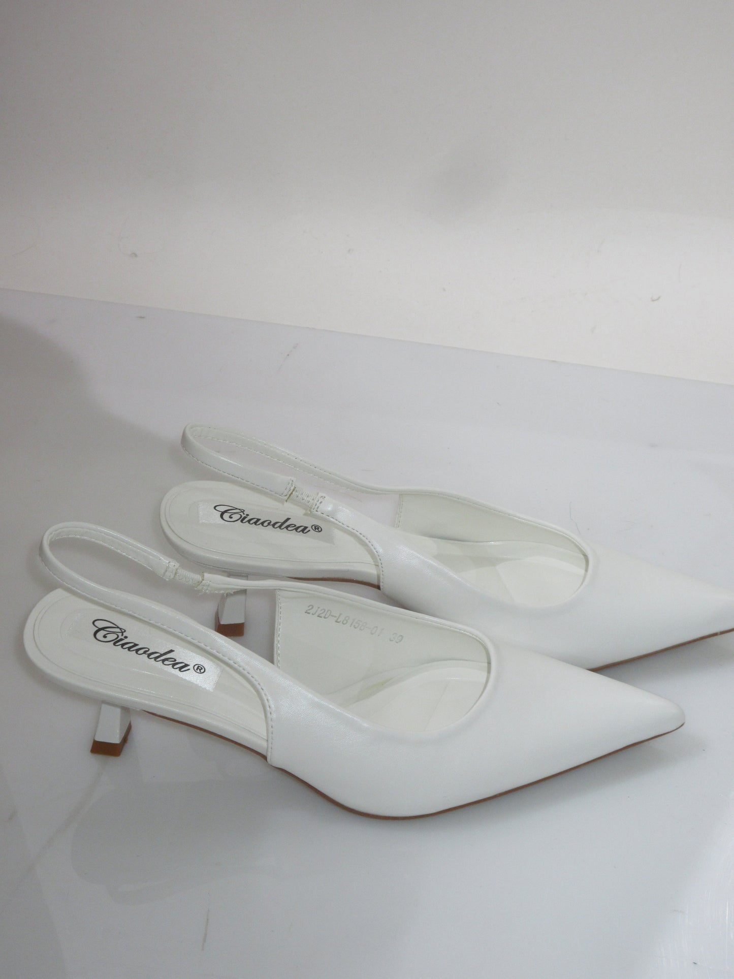 Décolleté slingback bianco 5cm