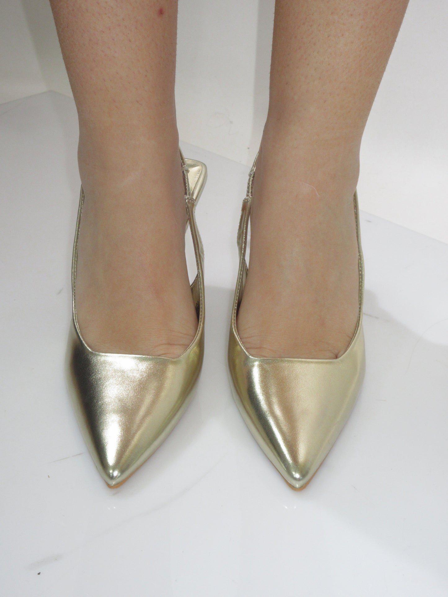 Décolleté slingback dorato 7cm