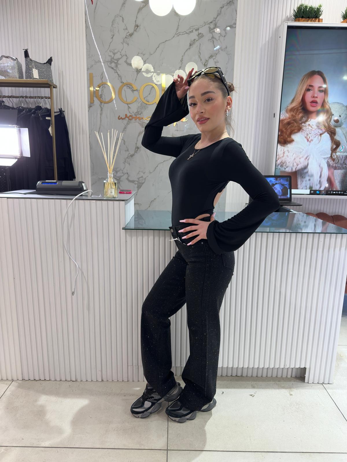 Jeans nero glitterato