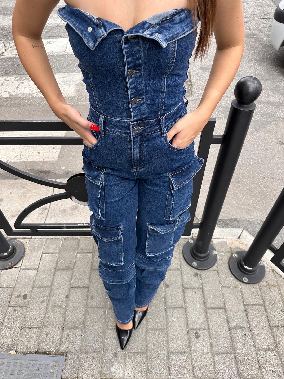 Salopette Cargo denim