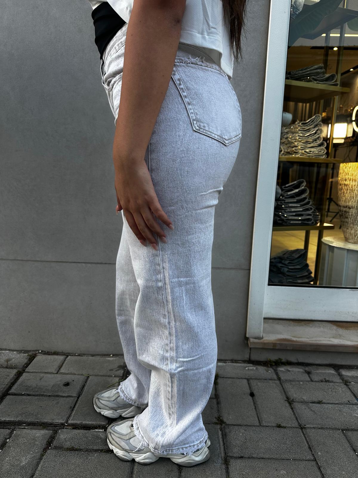 Jeans wide leg grigio