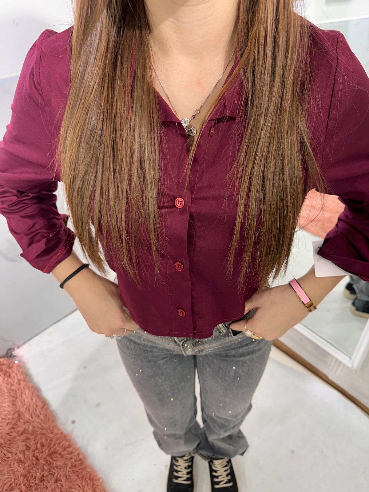 Camicia crop bordeaux