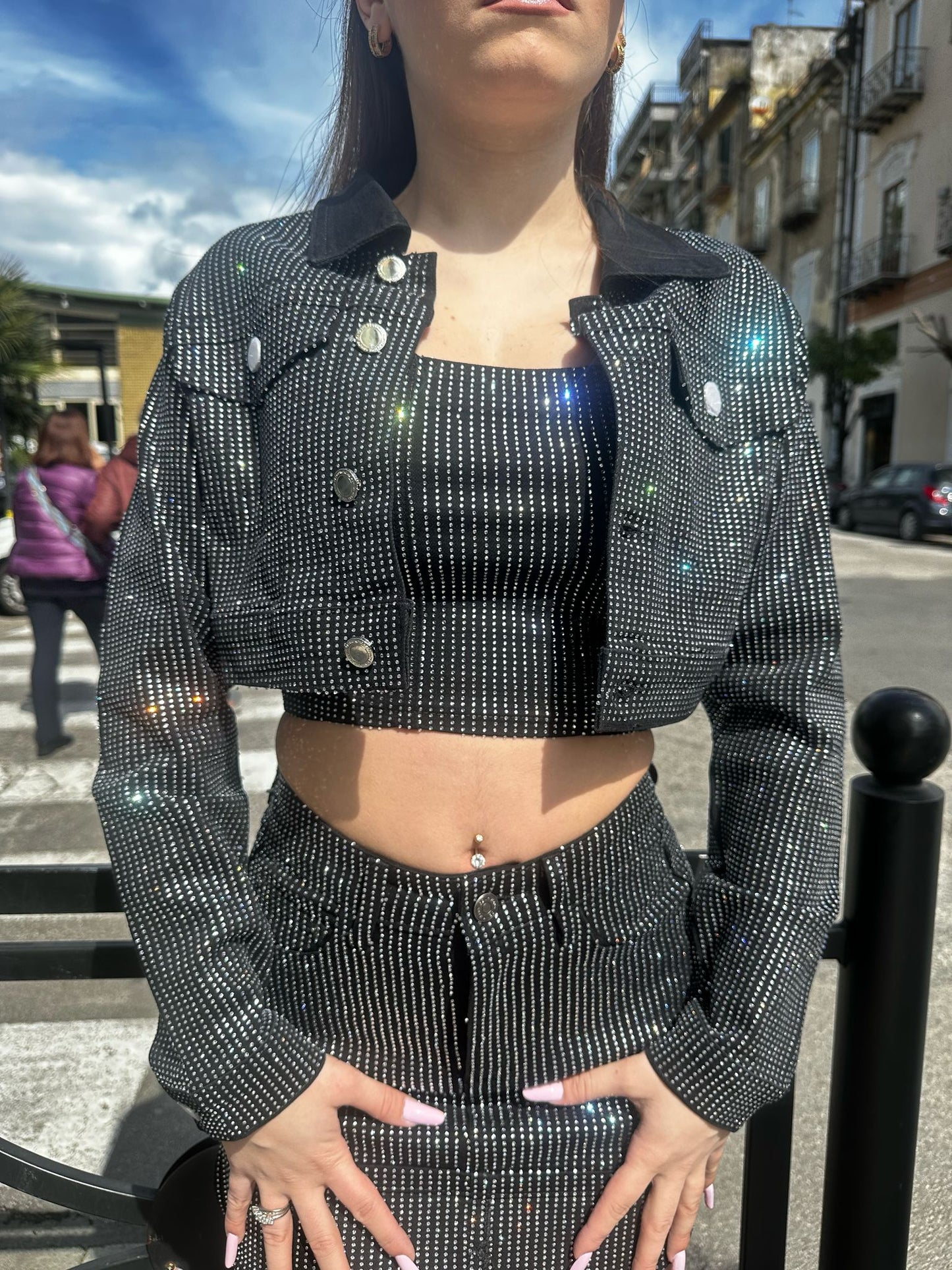 Giubbino nero glitter