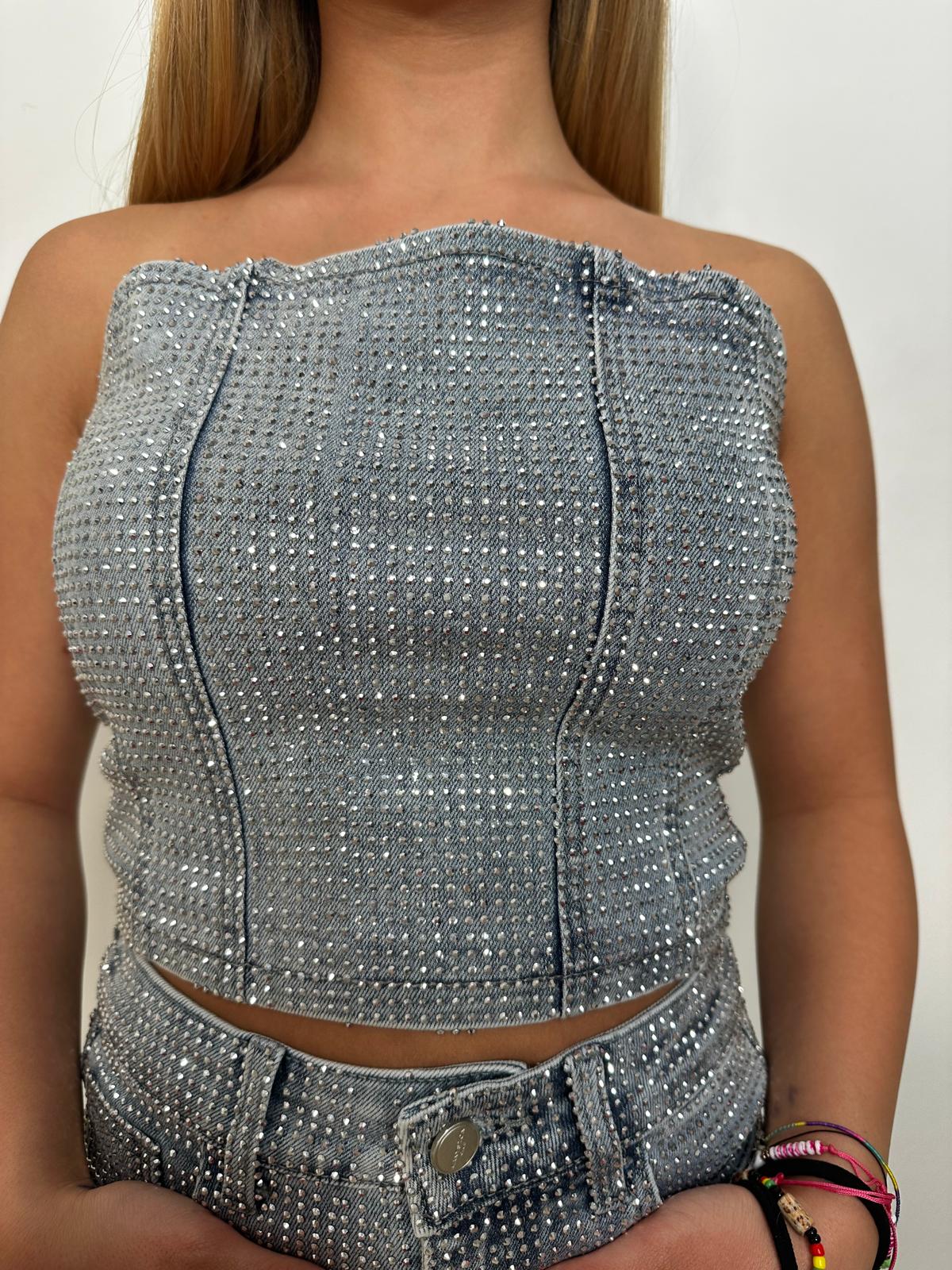 Top glitterato denim 8213