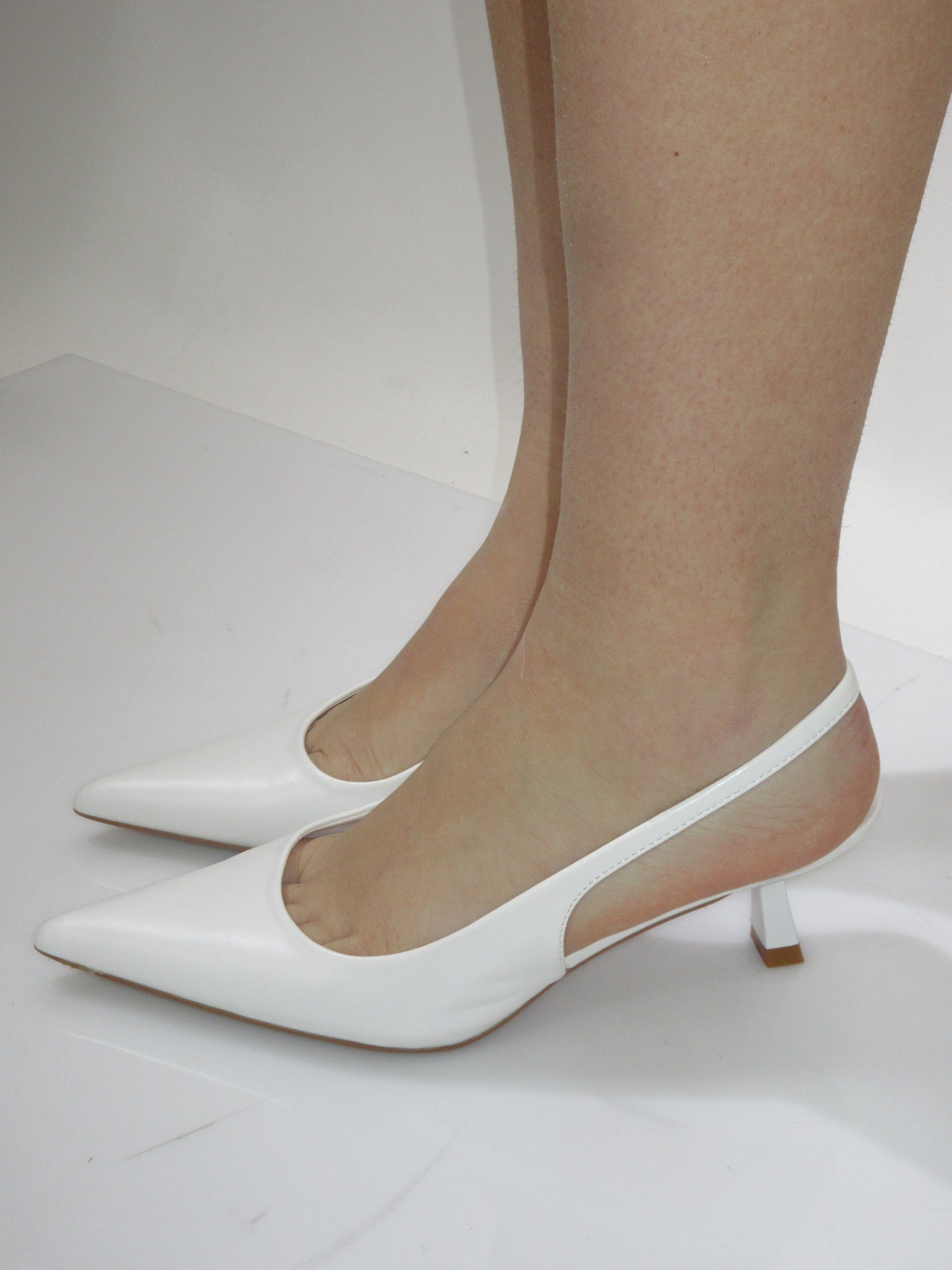 Décolleté slingback bianco 5cm