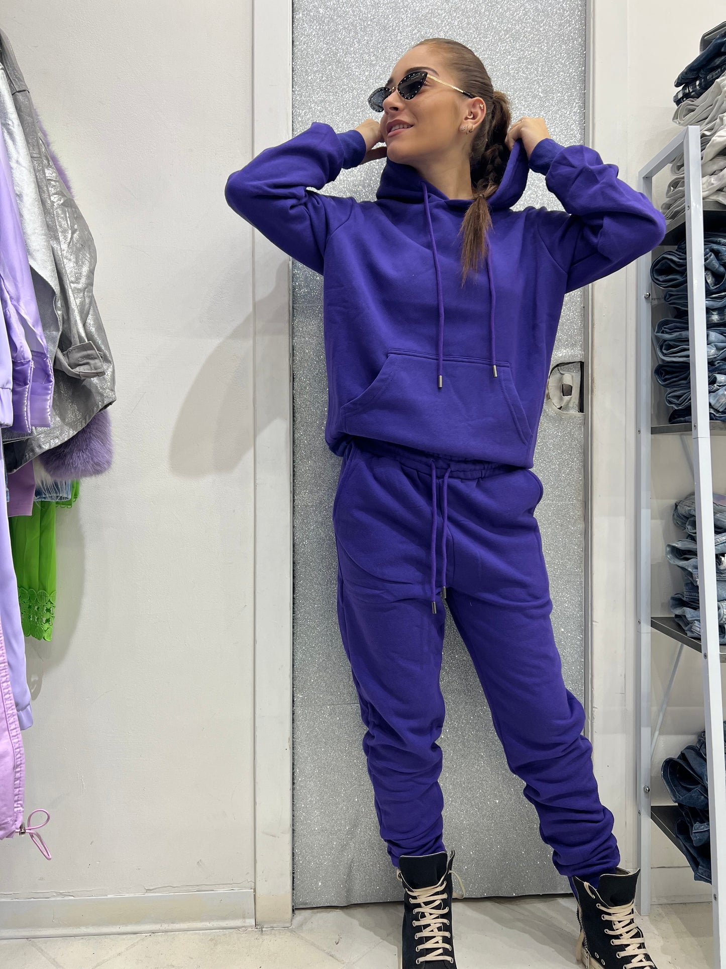 Pantalone tuta viola