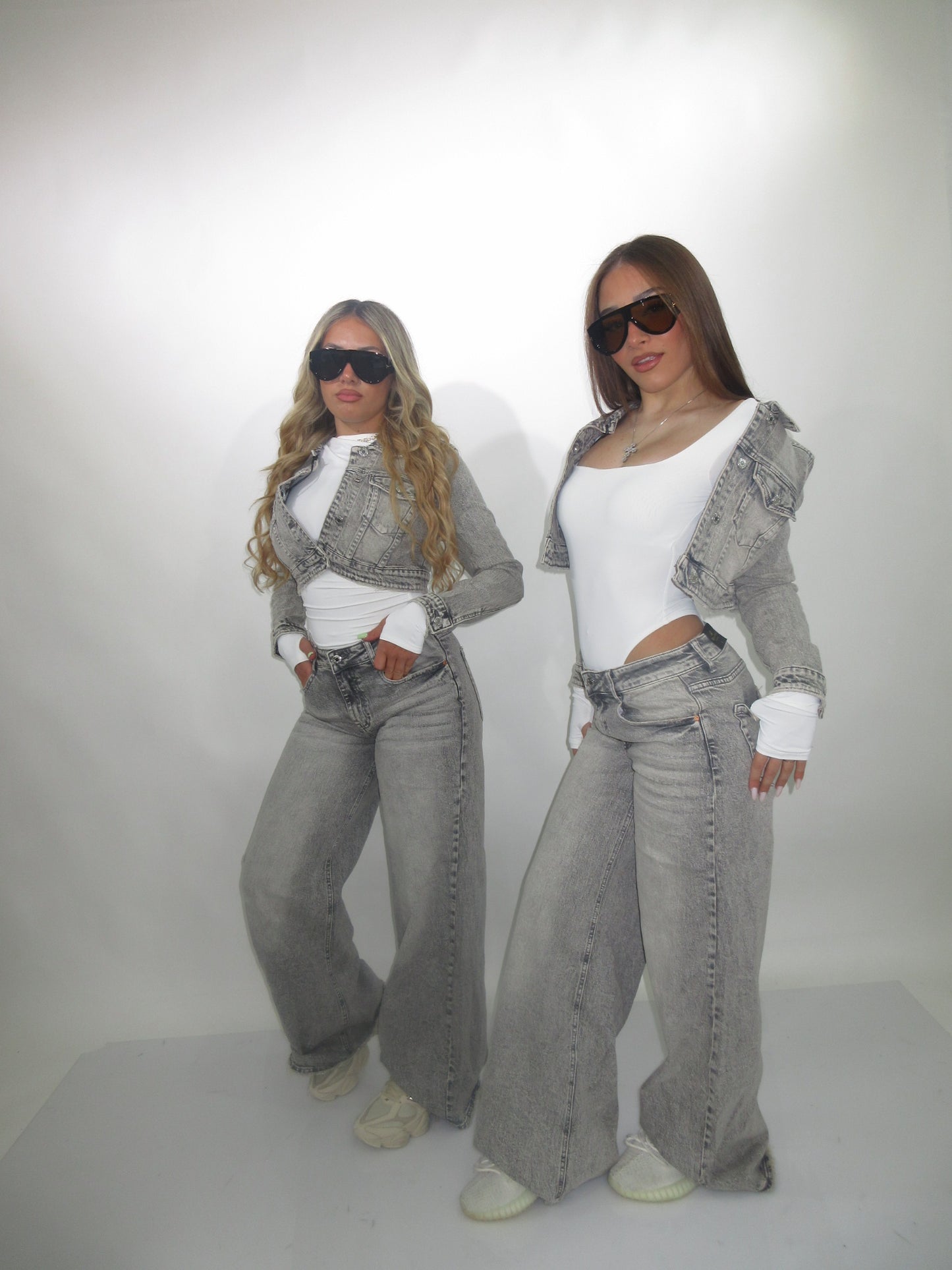 Giubbino jeans grigio sabbiato