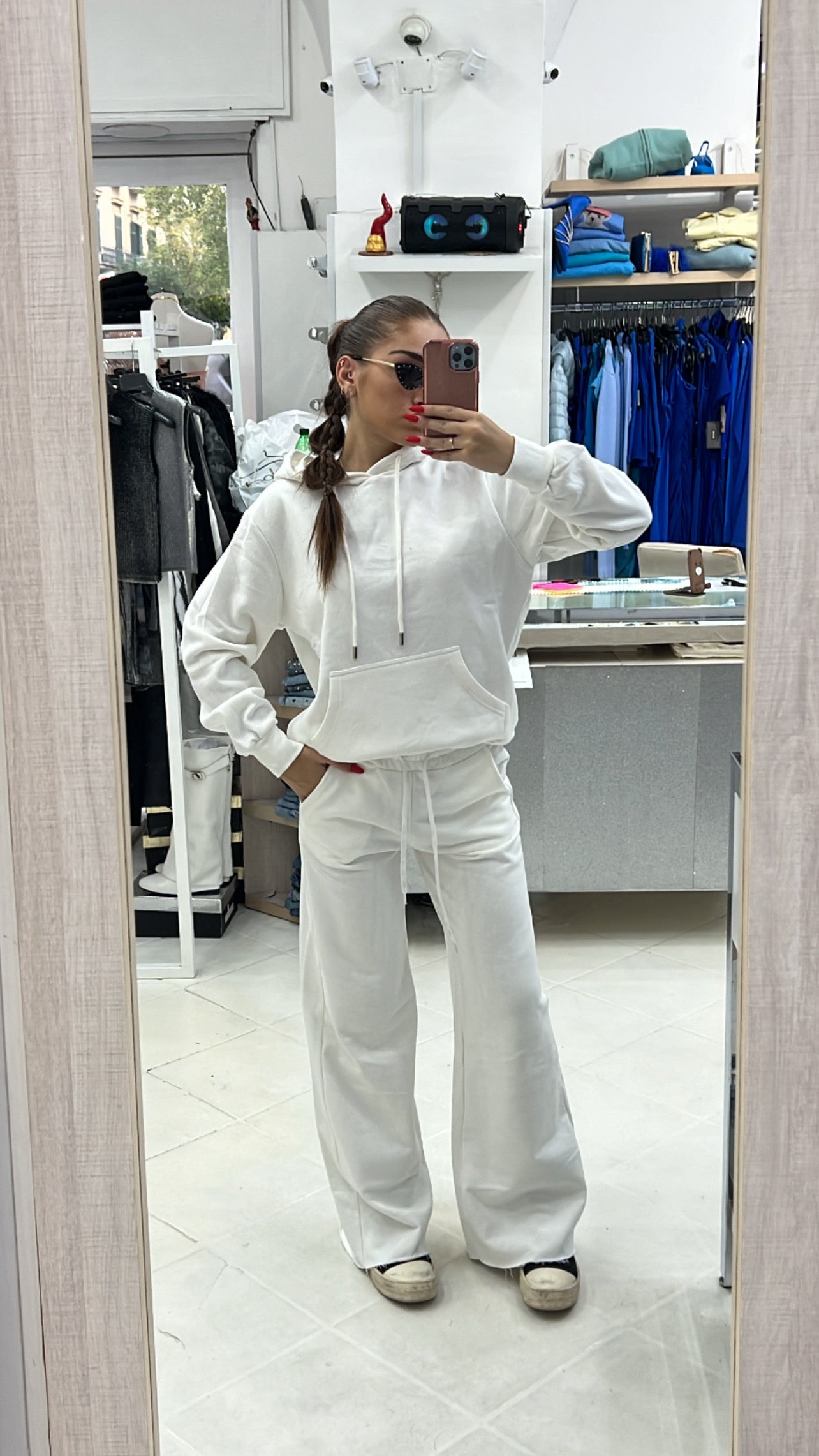 Felpa cappuccio bianca