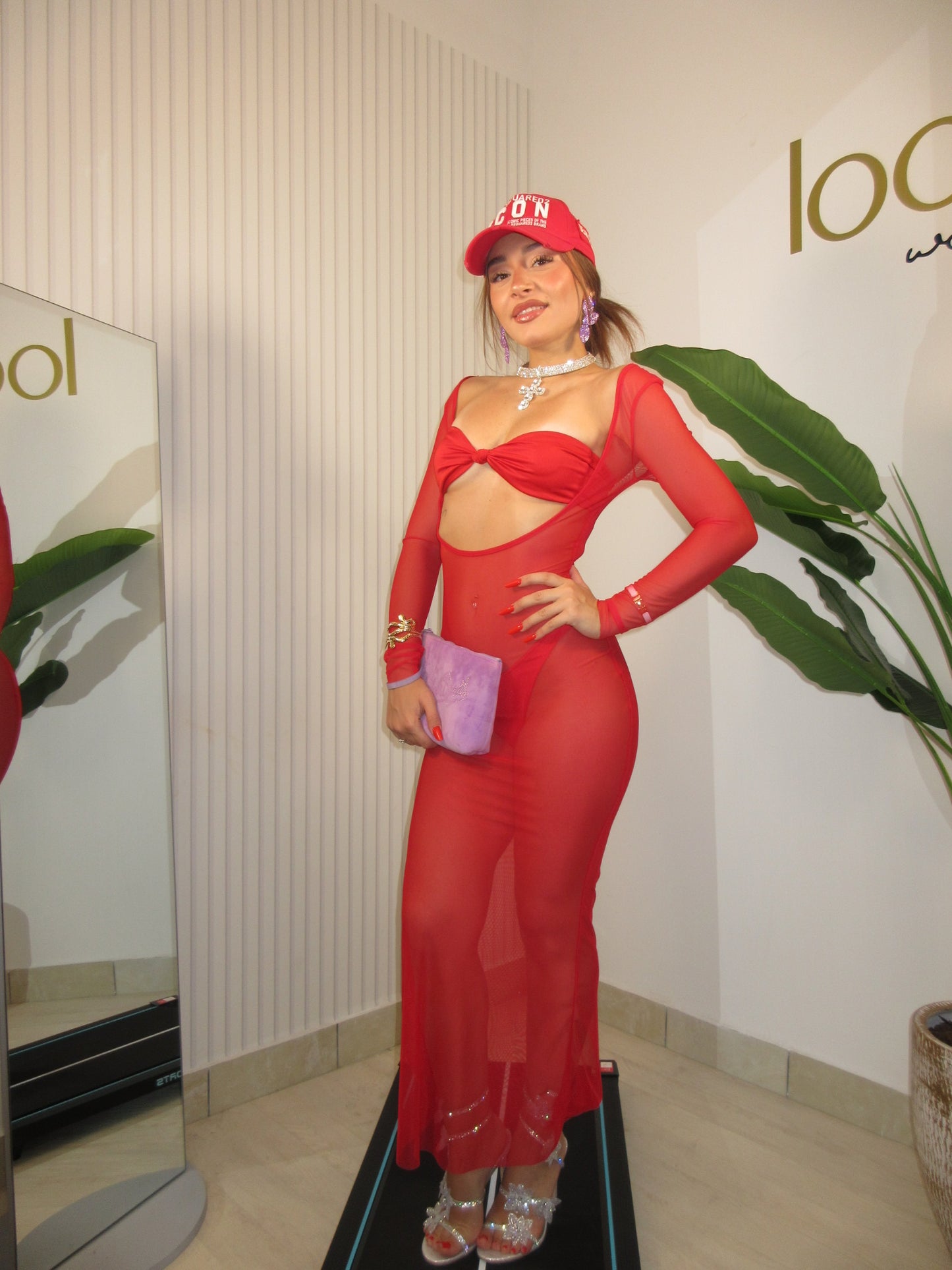Costume con copricostume estate rosso