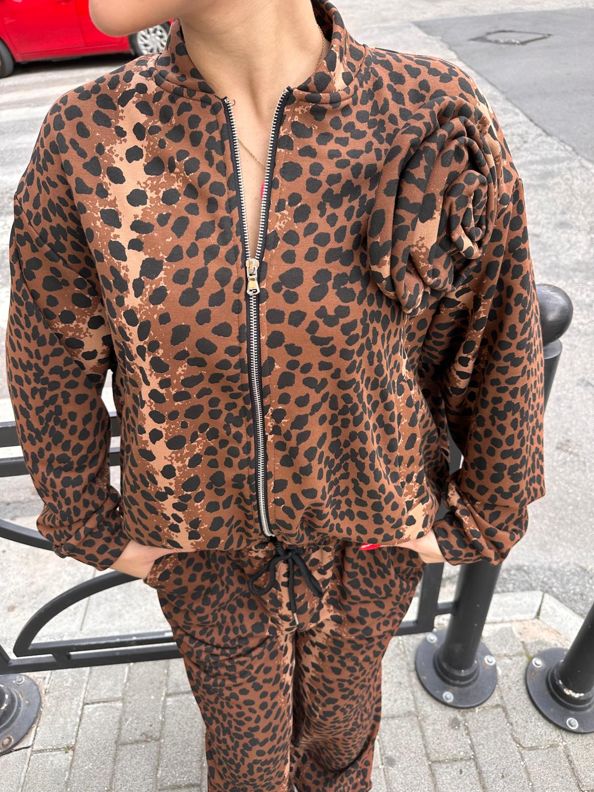 Felpa lumina animalier con rosa