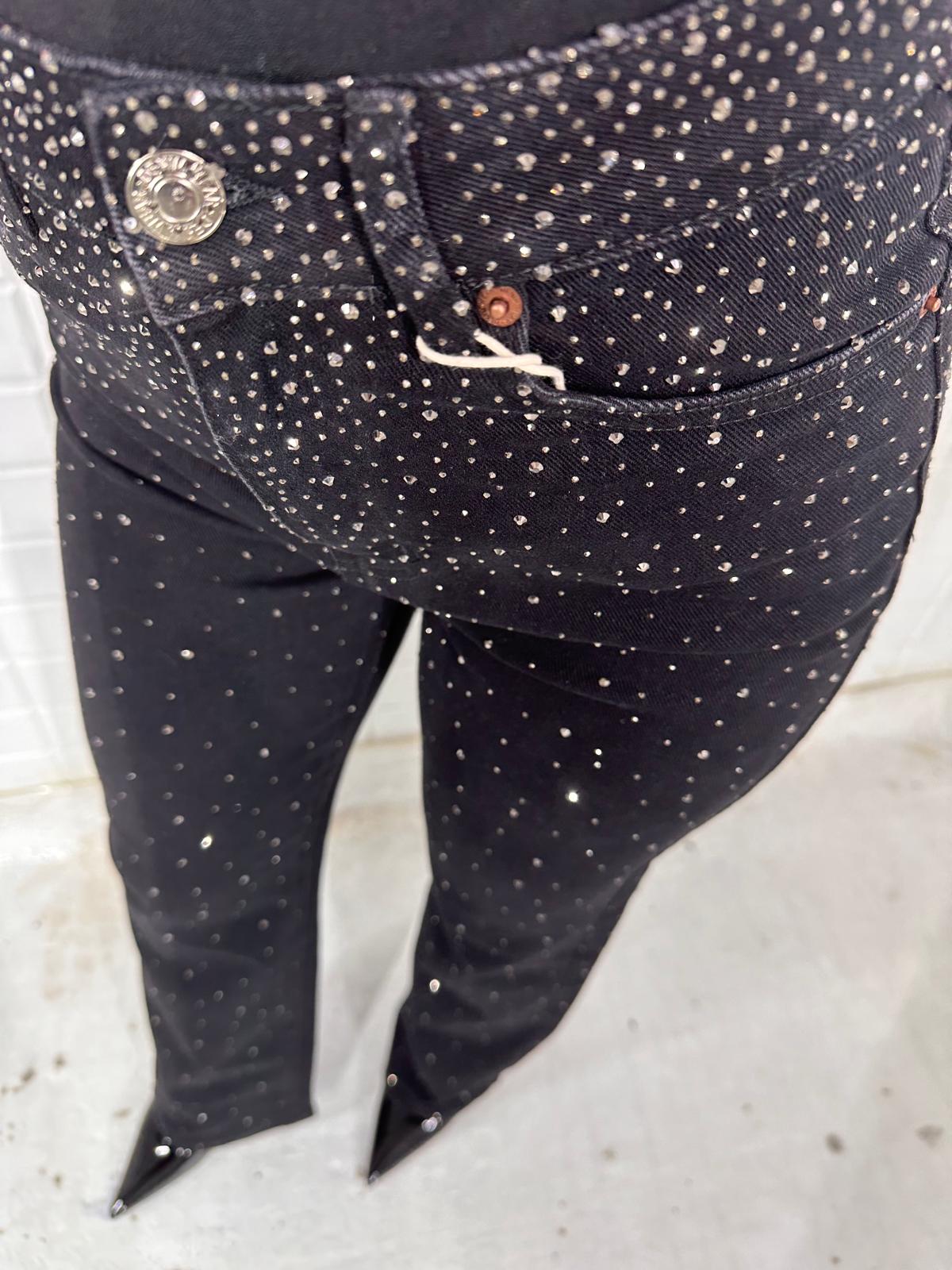 Jeans nero borchie argento