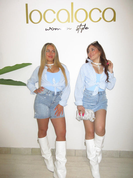Short denim glitter