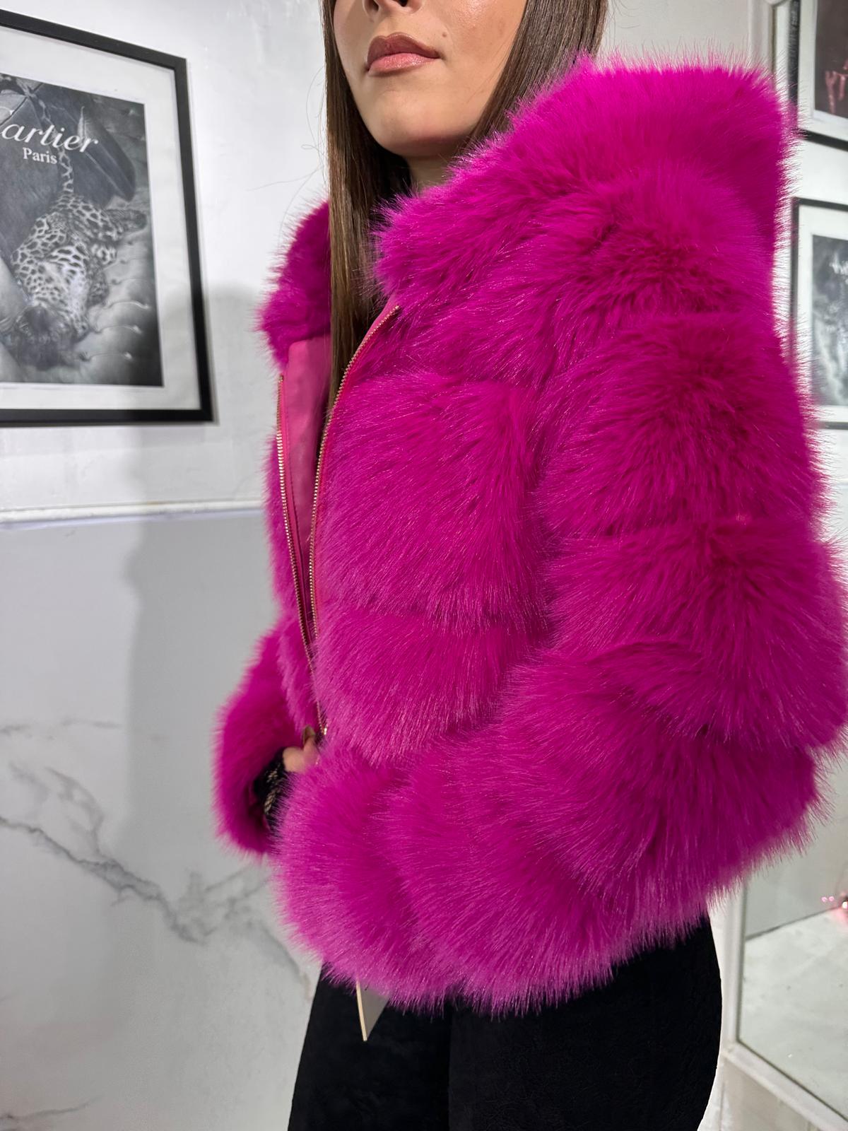 Pelliccia crop fuxia