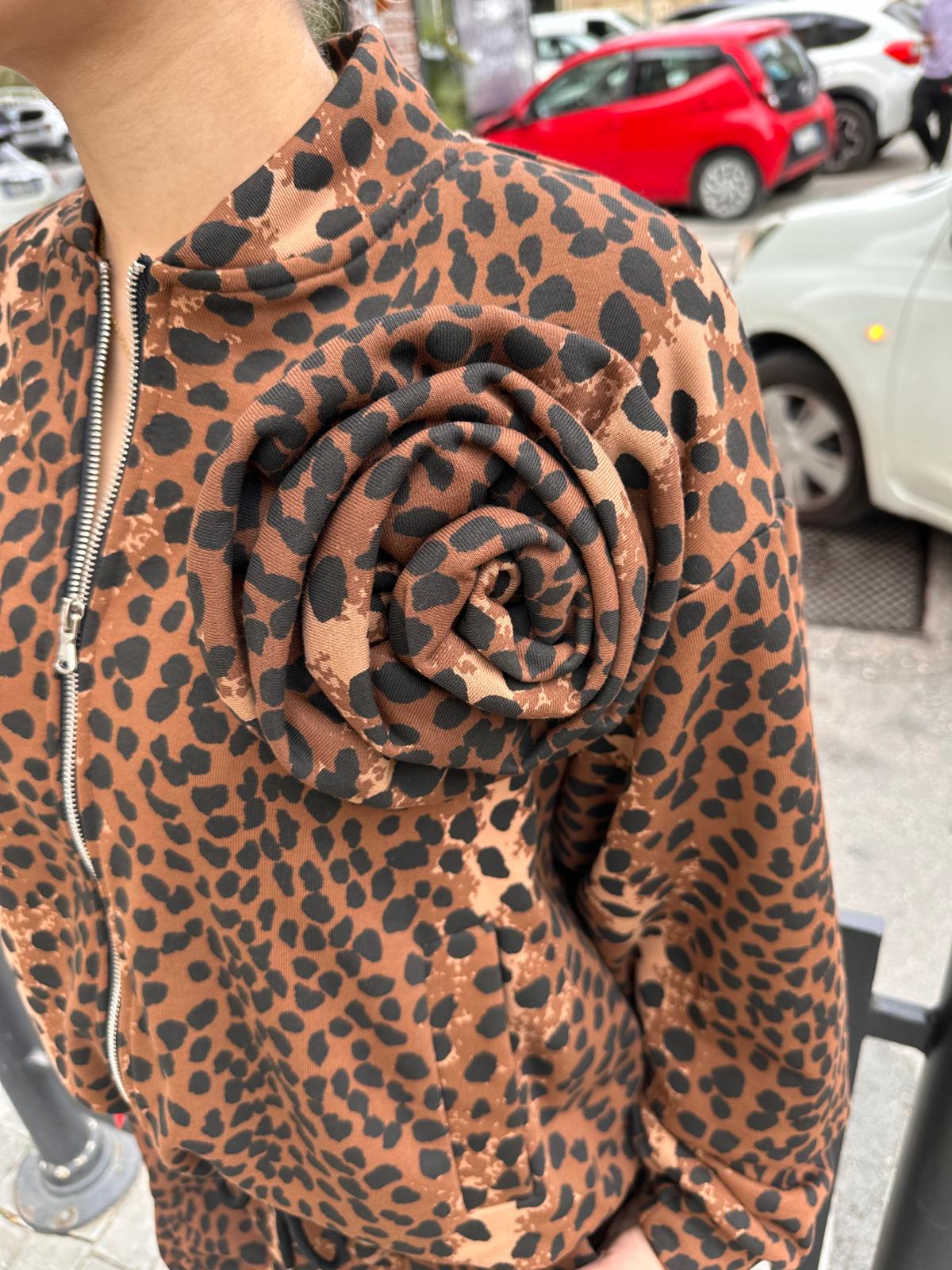 Felpa lumina animalier con rosa
