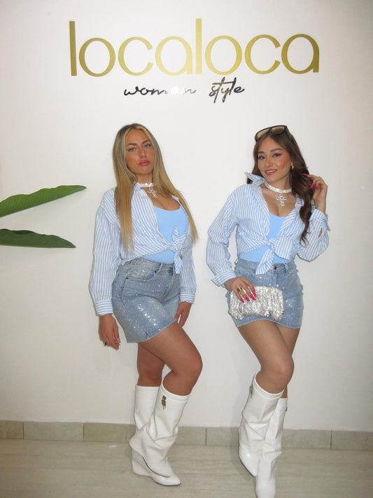 Gonna denim glitterata