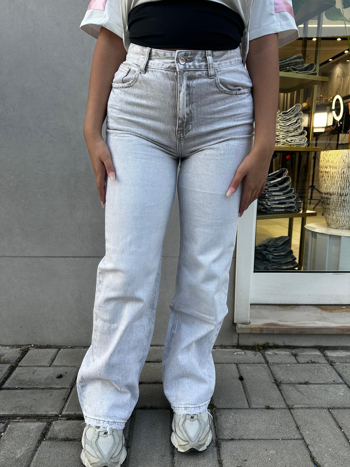 Jeans wide leg grigio