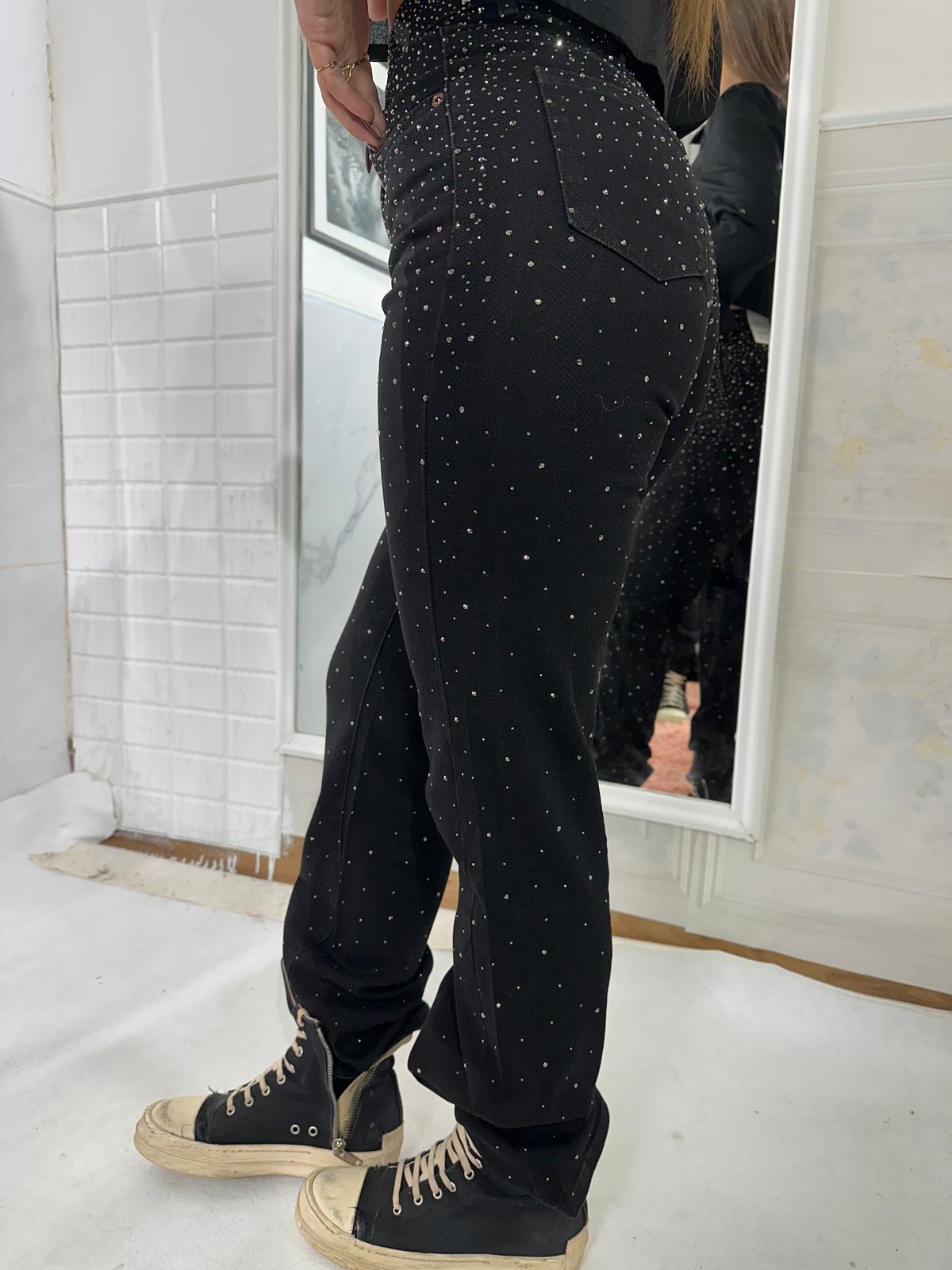 Jeans nero borchie argento