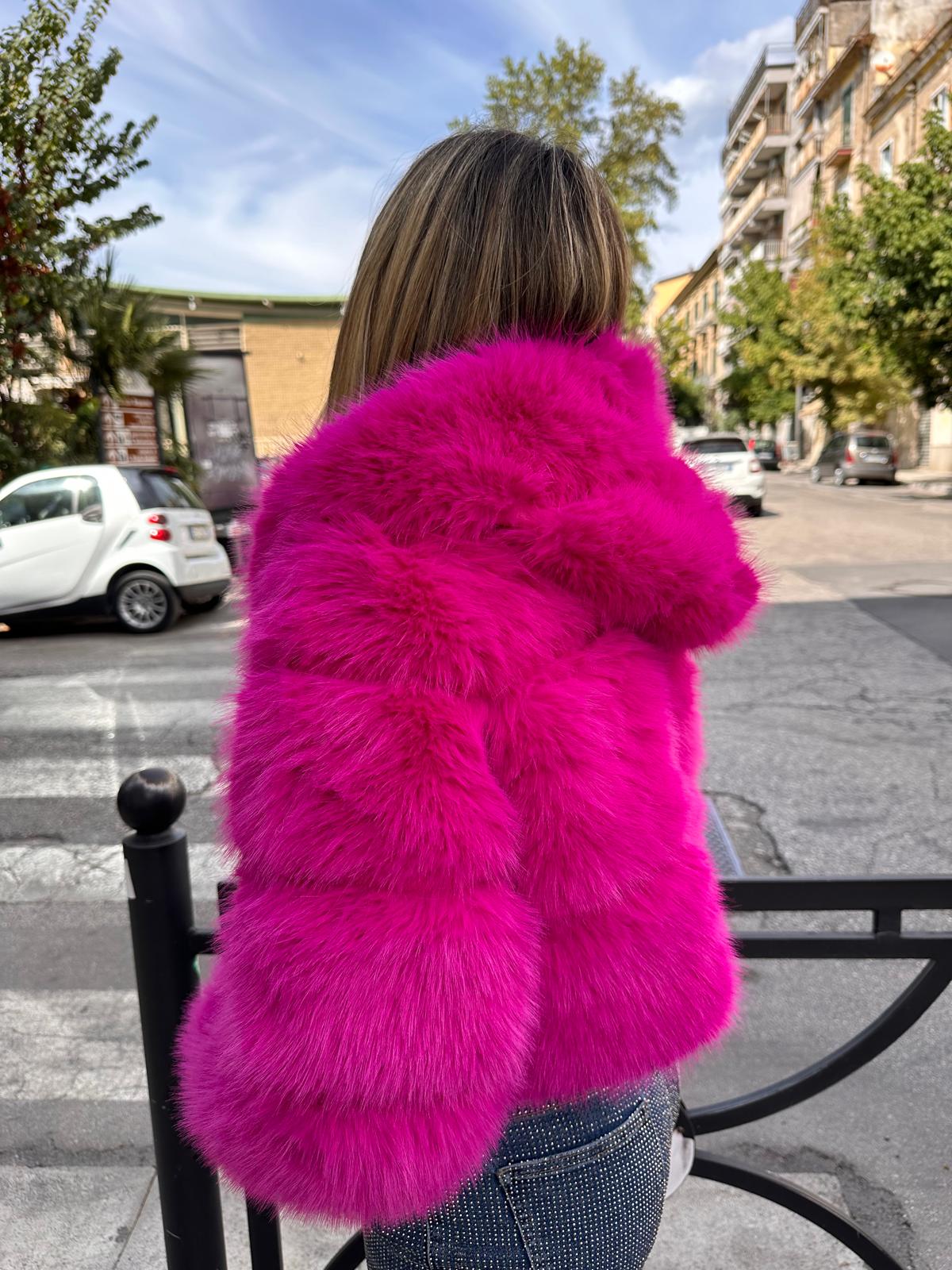 Pelliccia crop fuxia