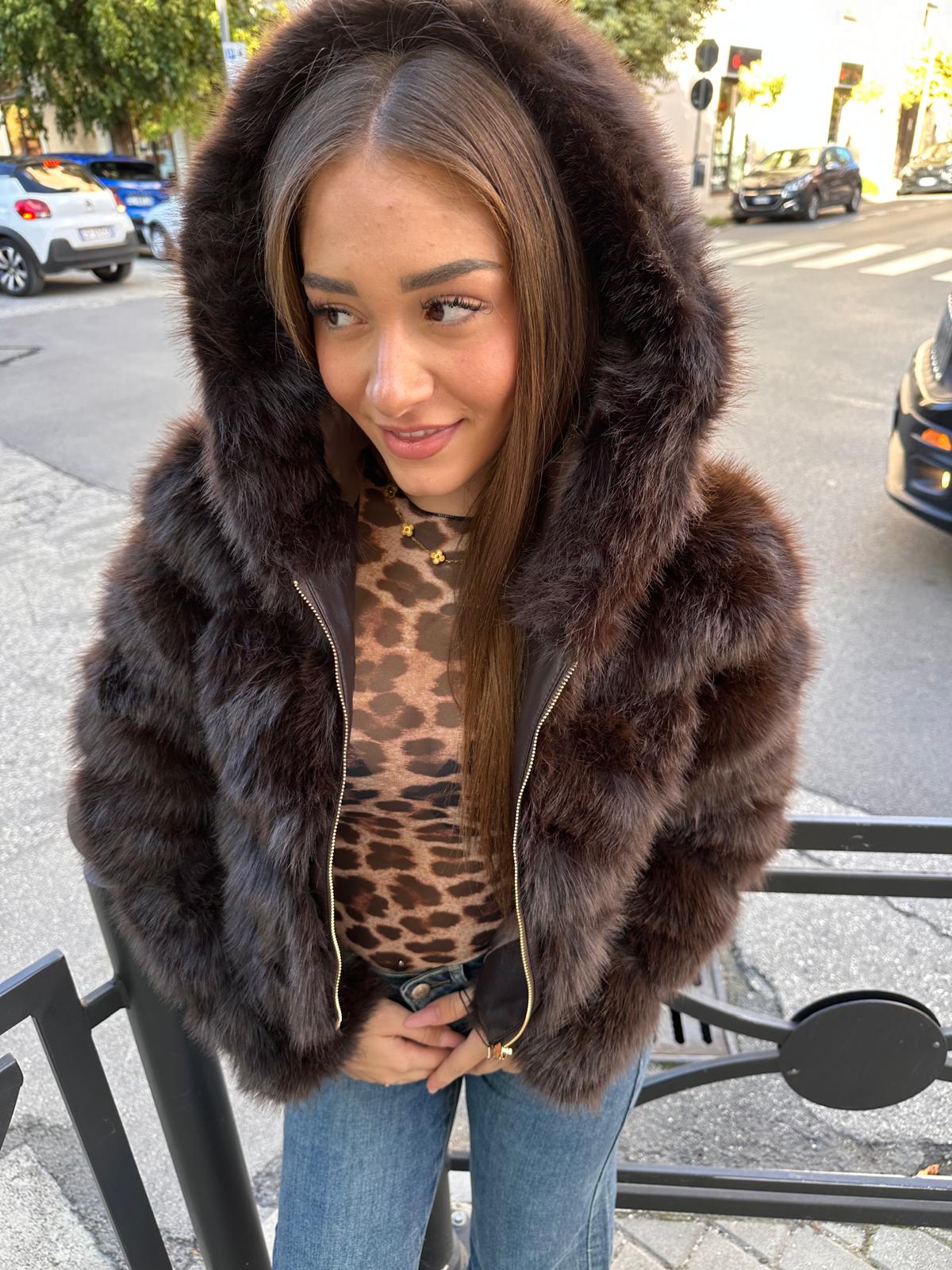Pelliccia crop Marrone