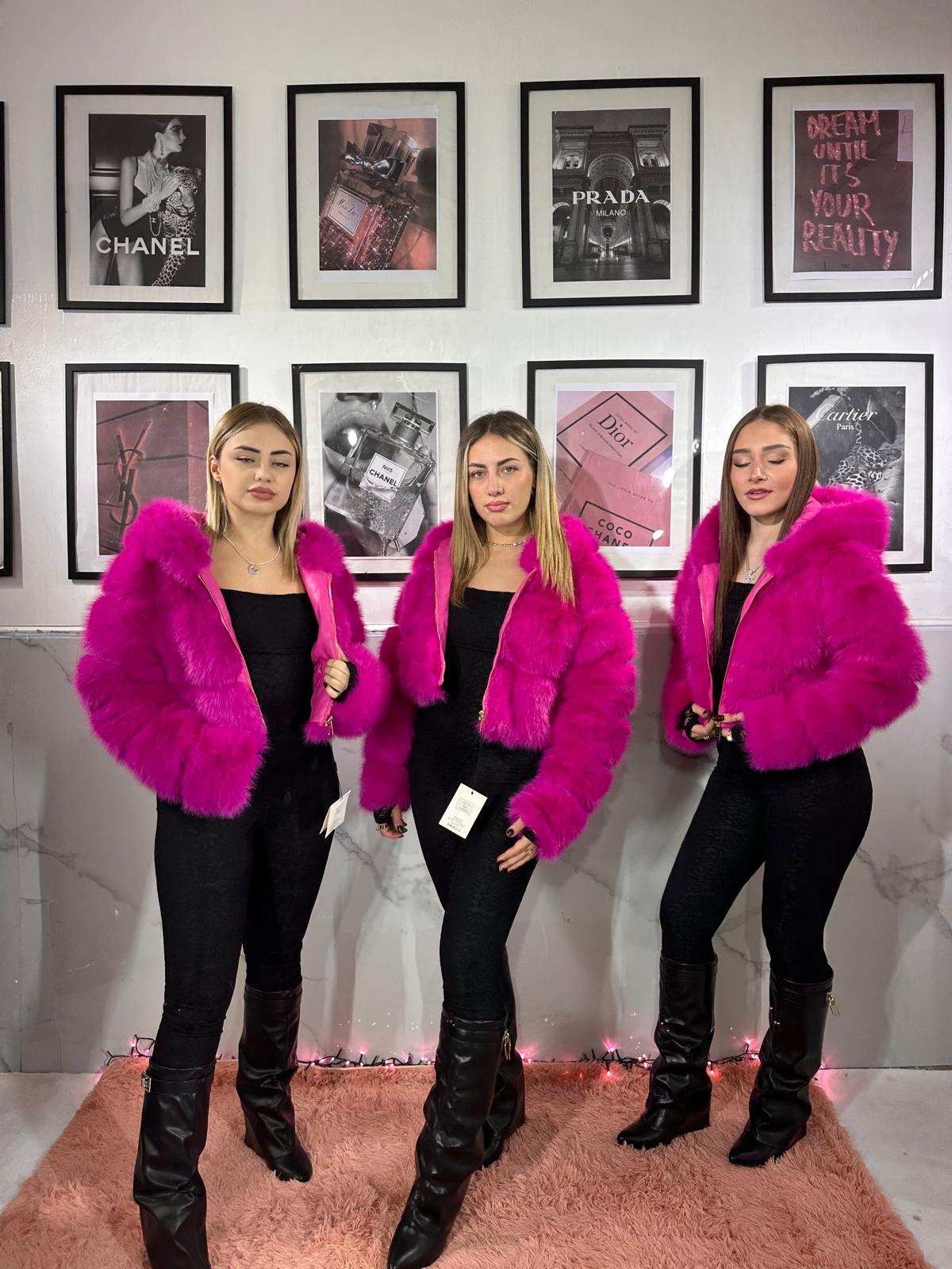 Pelliccia crop fuxia